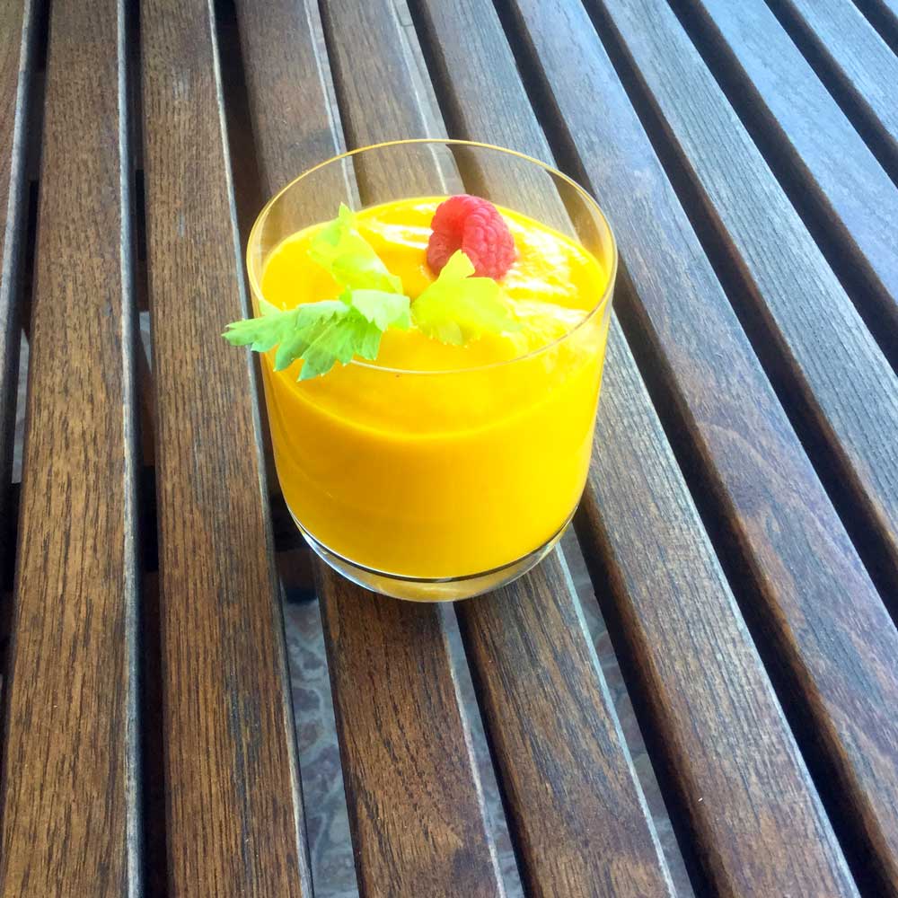 Crema fría de zanahoria, calabacín y puerro. Dietox con DietAlba.