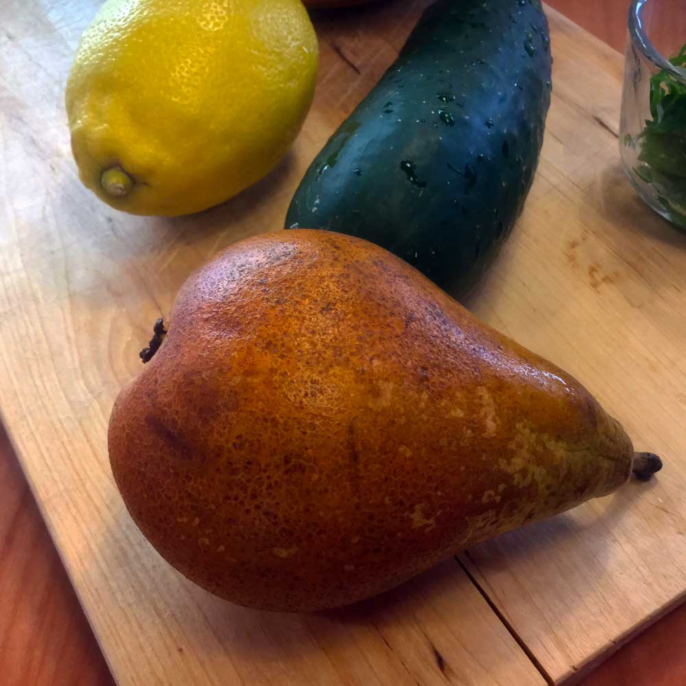 Ingredientes. Crema fría de peras y espinacas.