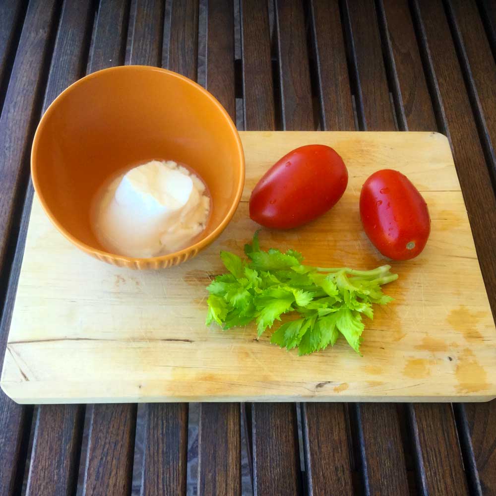 Ingredientes. Crema de tomate apio y yogur.