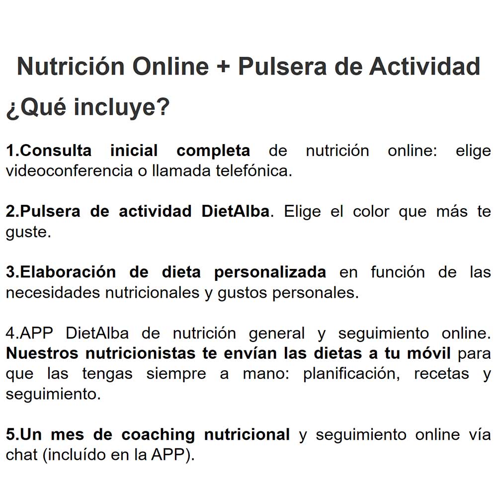 DietAlba Integral: Nutrición online + Pulsera de Actividad